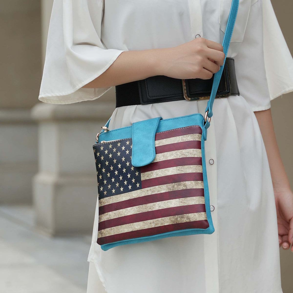 Josephine Printed Flag Crossbody Bag