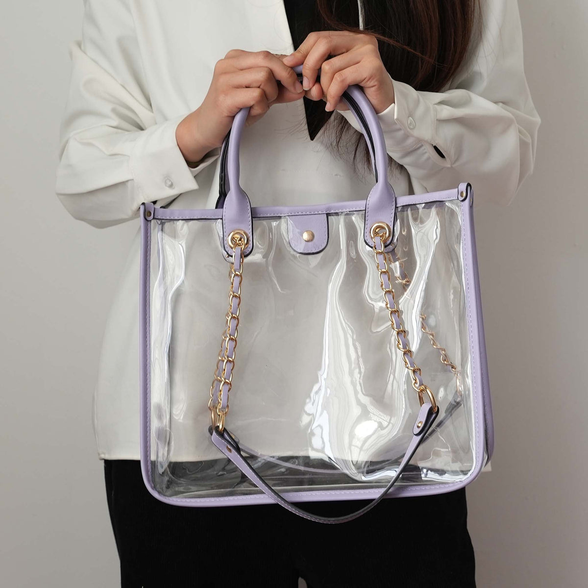Diva PVC Tote Bag with Tweed Bucket Bag