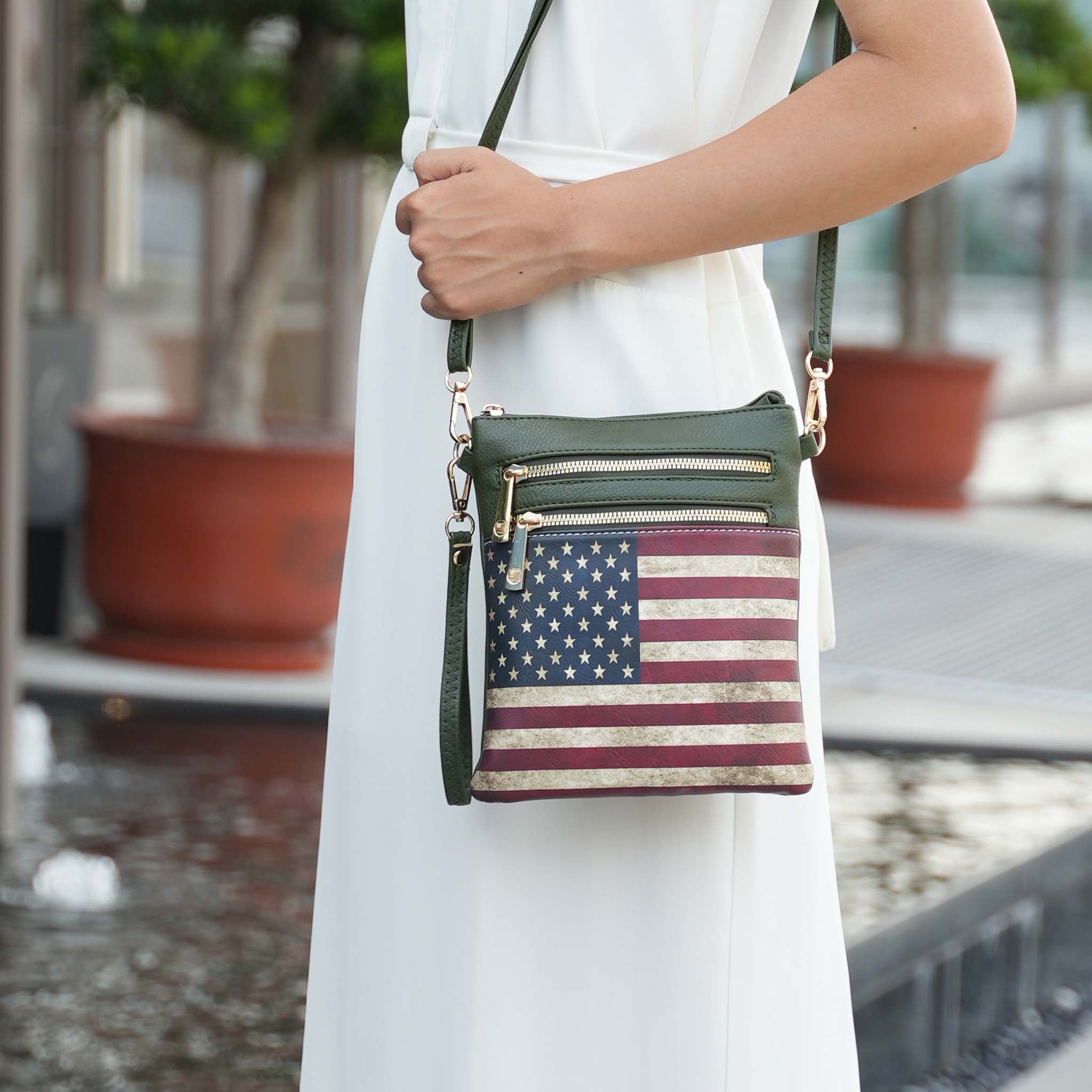 MKF Collection by Mia K. - Genesis Printed Flag Crossbody Bag