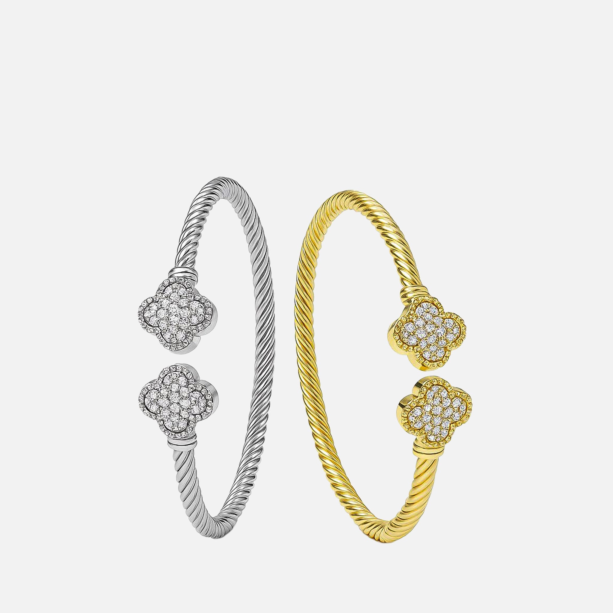 MKF Collection by Mia K. - Pave Clover Cuff