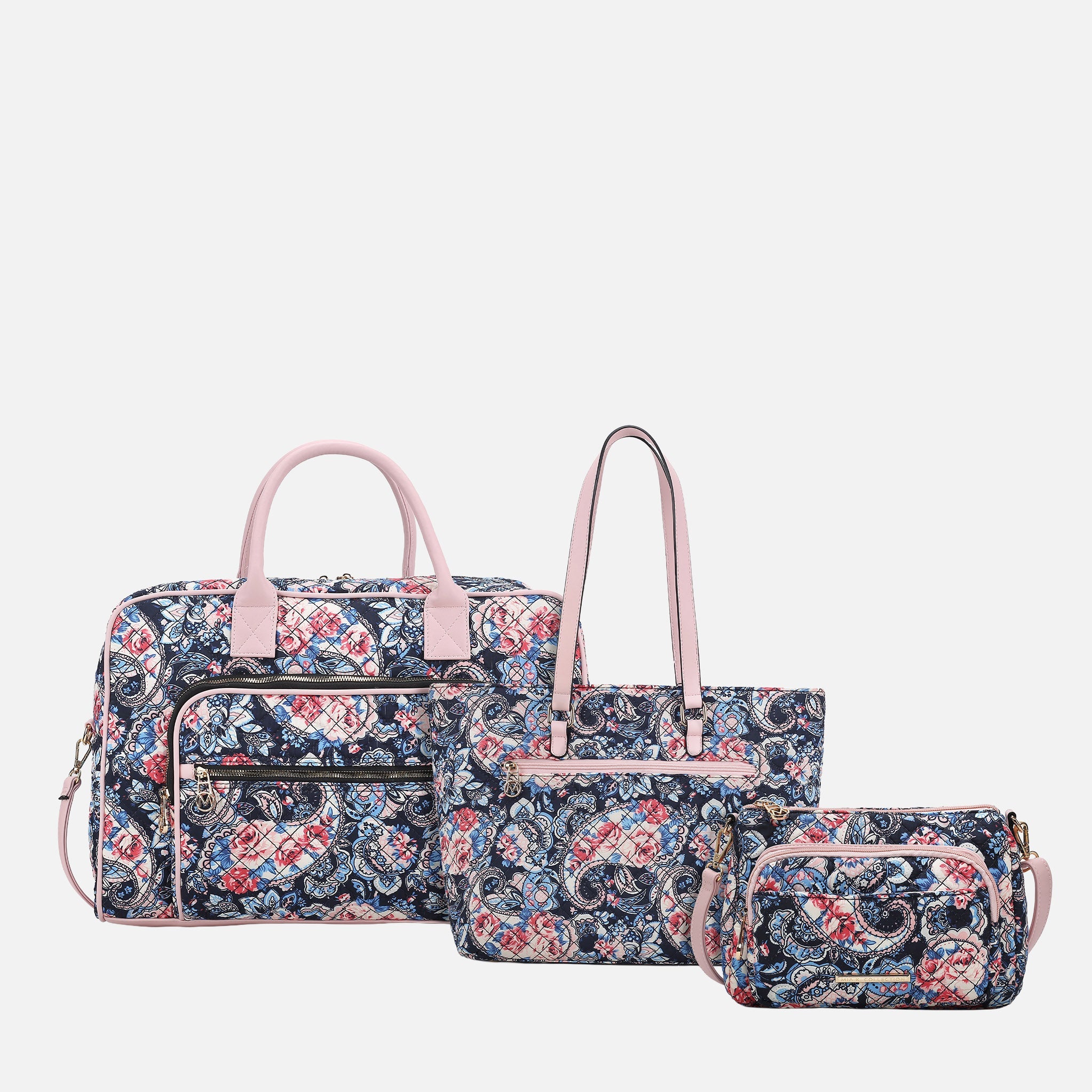 MKF Collection by Mia K. - Zoe Quilted Cotton Weekender and Crossbody Bag