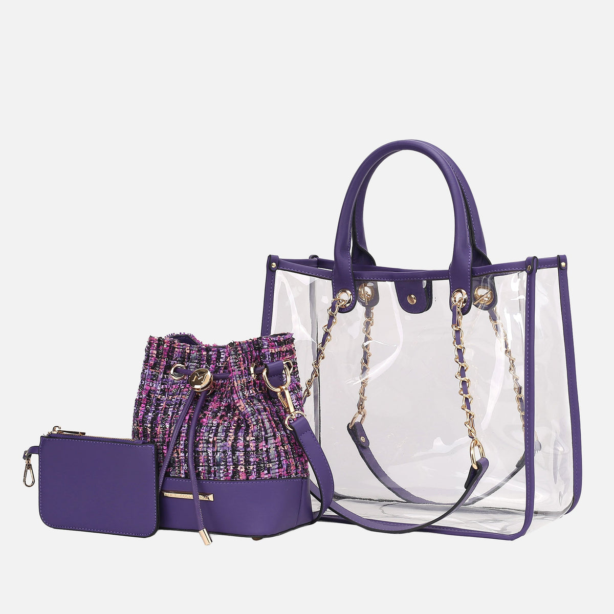 Diva PVC Tote Bag with Tweed Bucket Bag