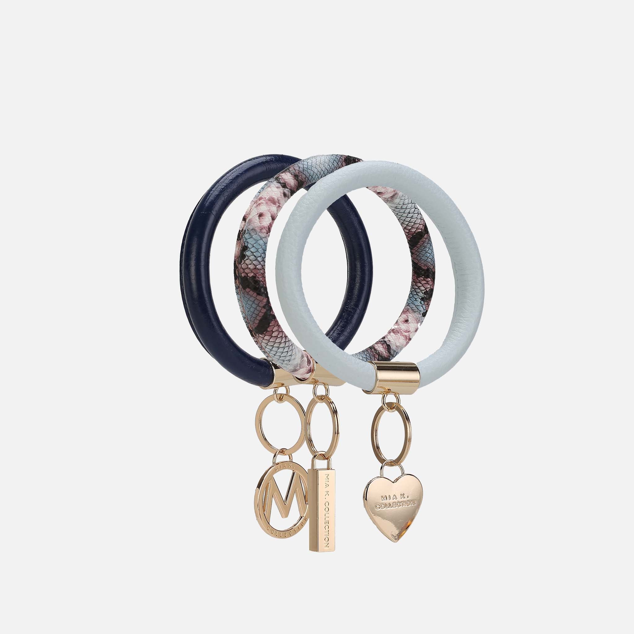 MKF Collection by Mia K. - Jasmine Bangle Bracelet Keyring Set - GF