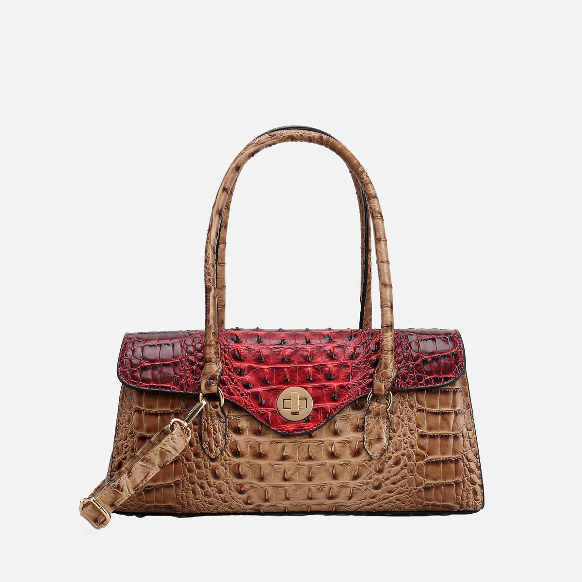 Liviana Croc-Embossed Elongated Shoulder Bag