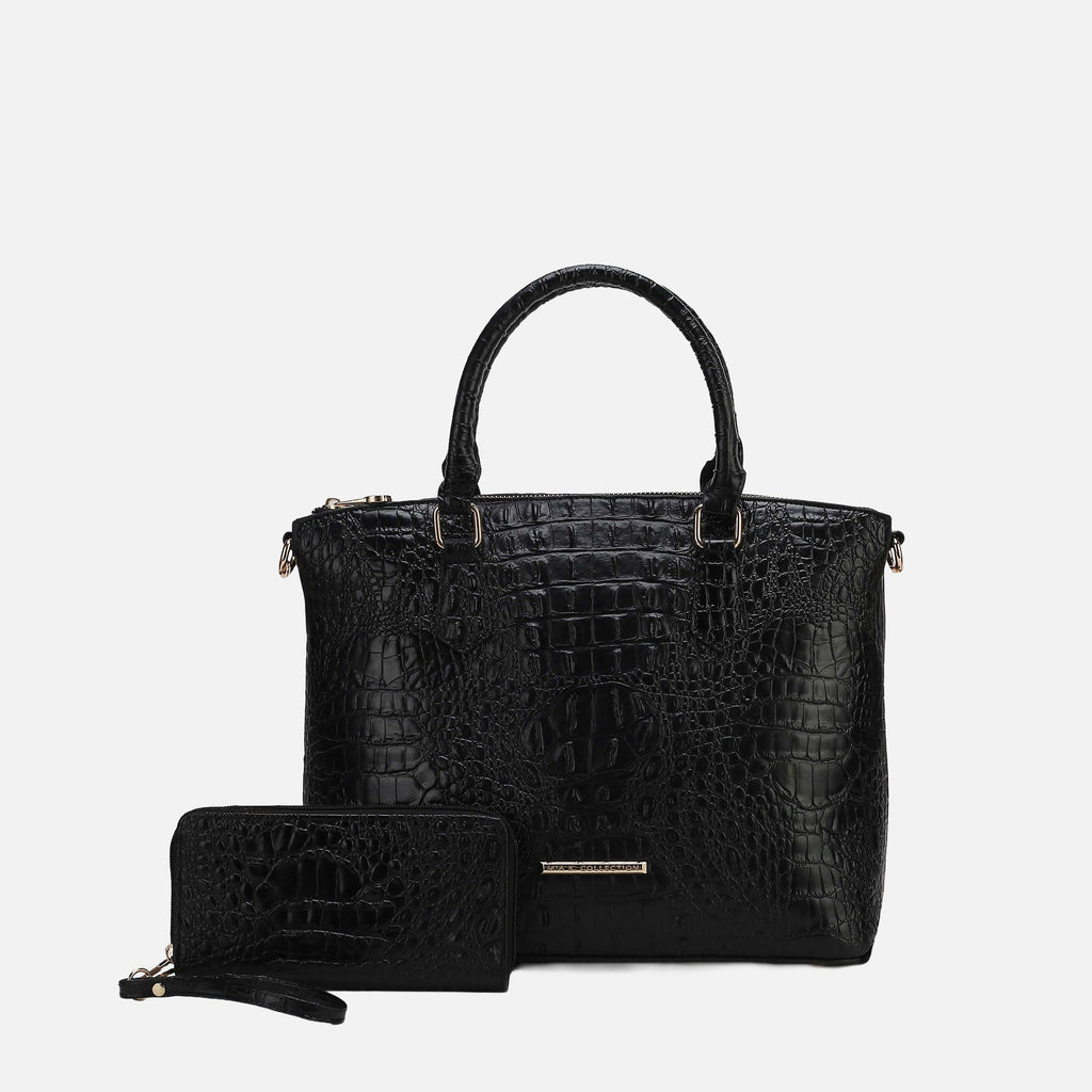 MKF Collection by Mia K. - Liora Croc Embossed Tote Bag and Set