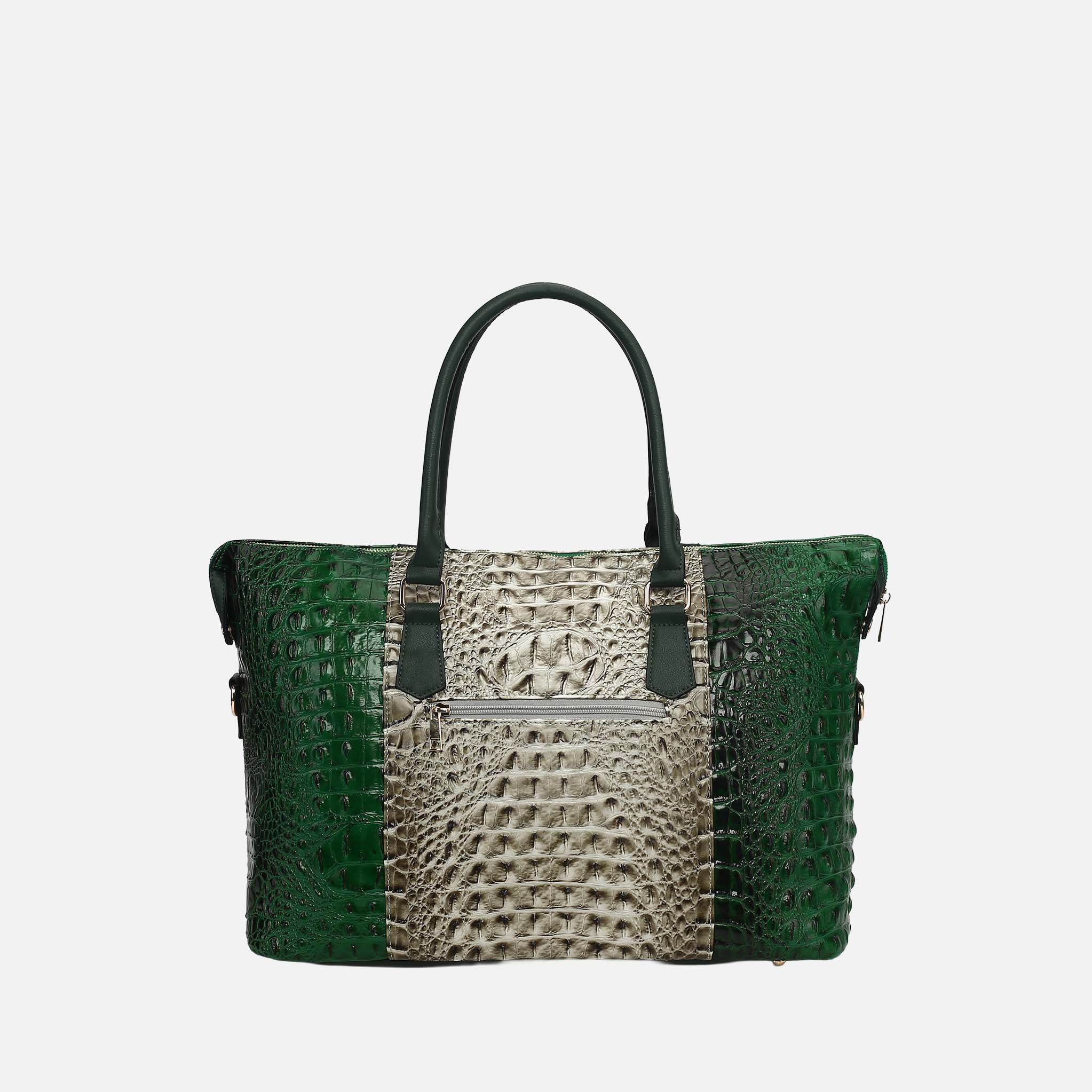 MKF Collection by Mia K. - Raven Croc Embossed Duffel Bag