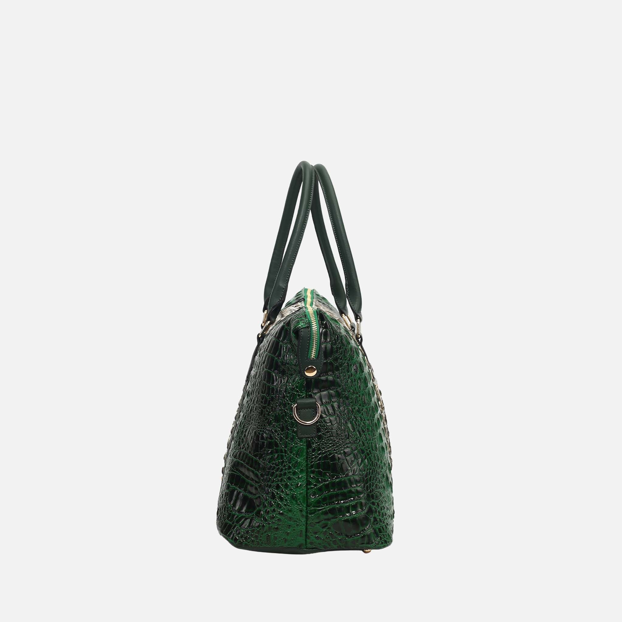 MKF Collection by Mia K. - Raven Croc Embossed Duffel Bag