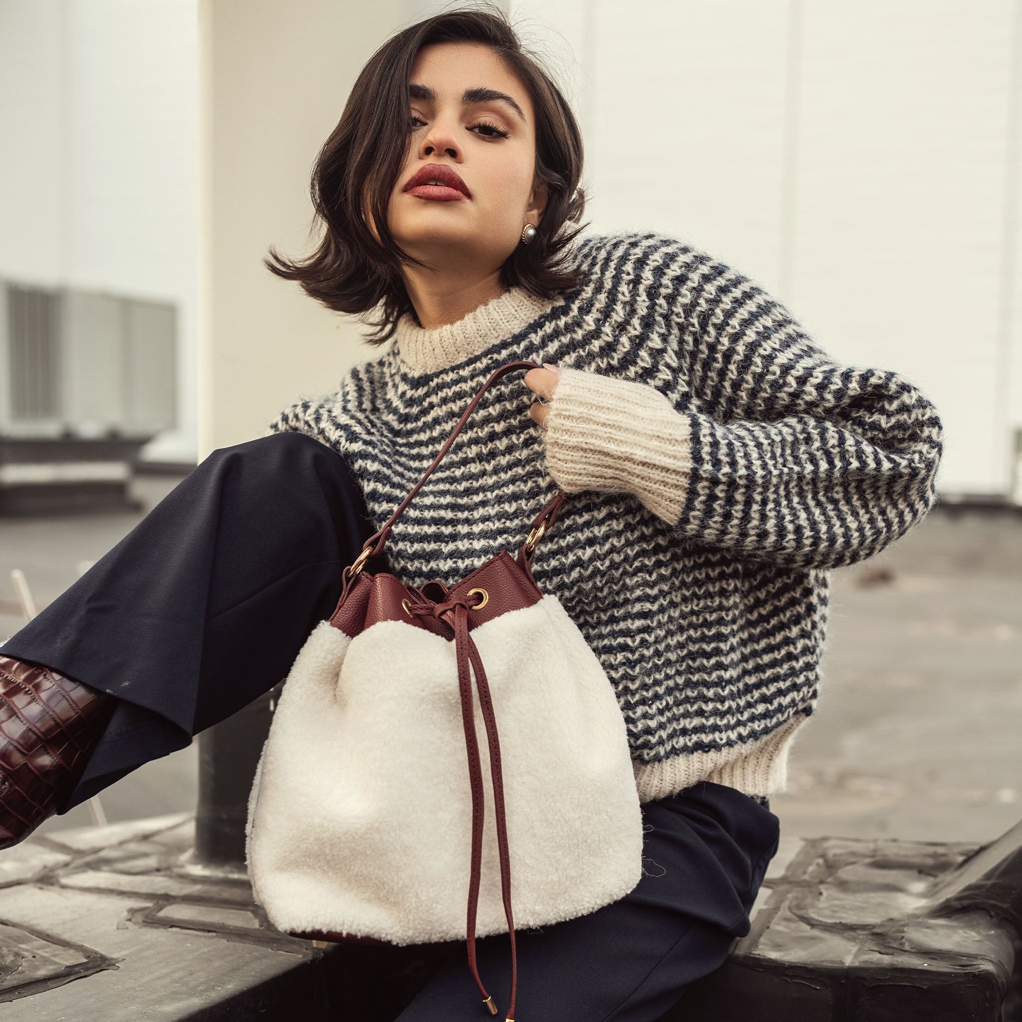 MKF Collection by Mia K. - Saryn Faux Fur Bucket Bag and Set