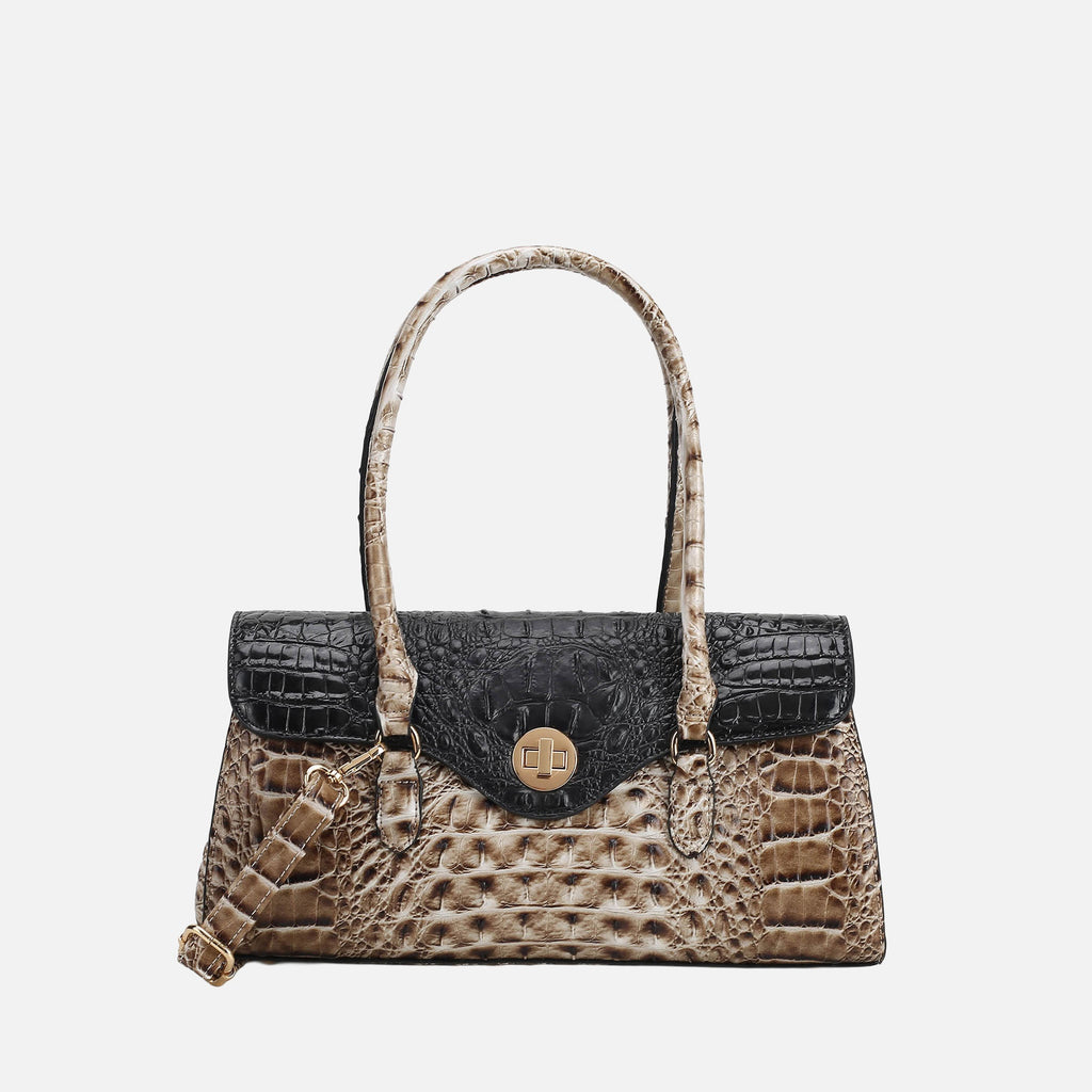 Liviana Croc-Embossed Elongated Shoulder Bag