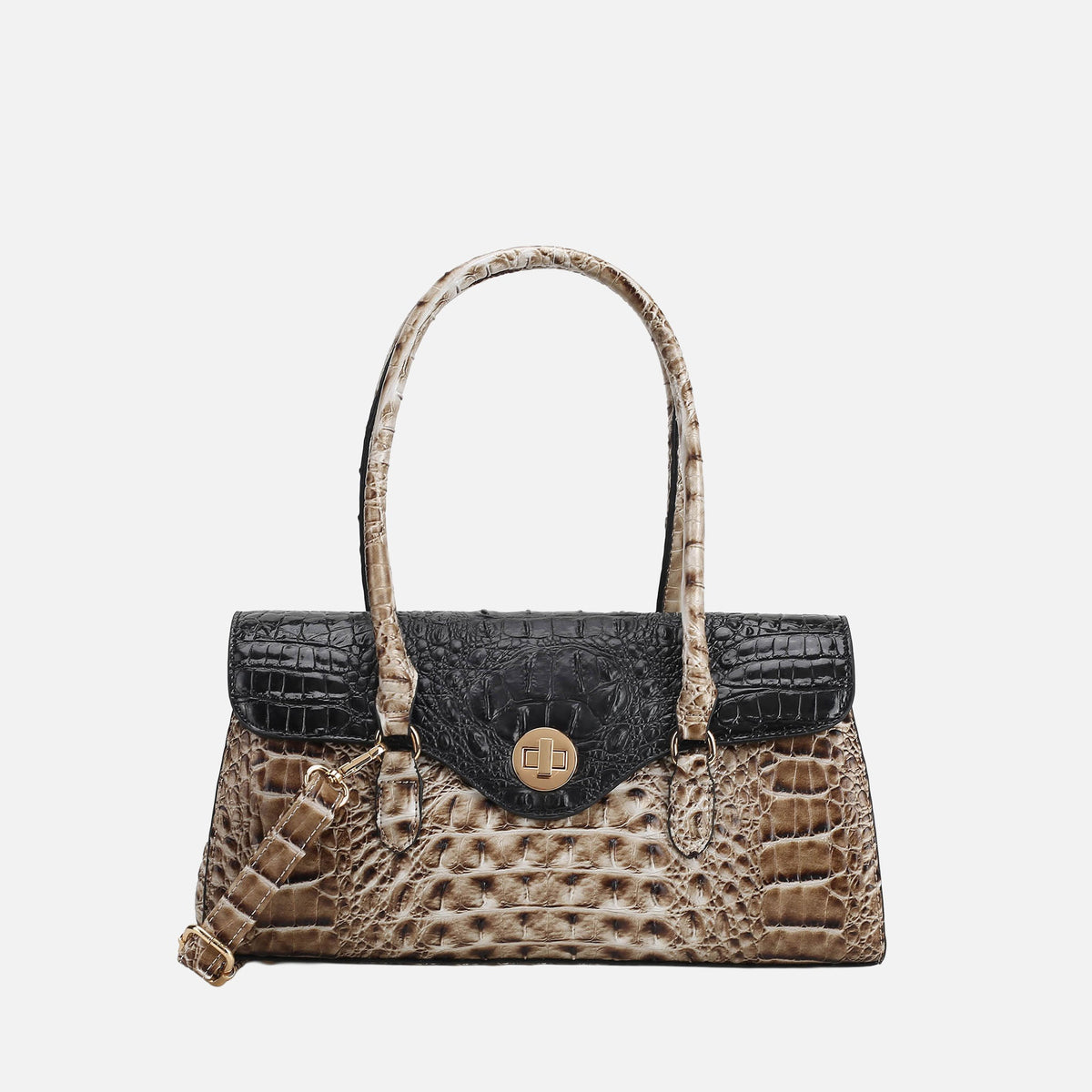 Liviana Croc-Embossed Elongated Shoulder Bag