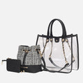 MKF Collection by Mia K. - Diva PVC Tote Bag with Tweed Bucket Bag