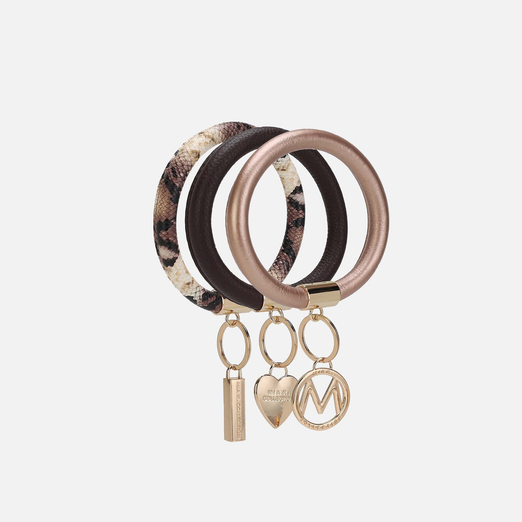 MKF Collection by Mia K. - Jasmine Bangle Bracelet Keyring Set - GF