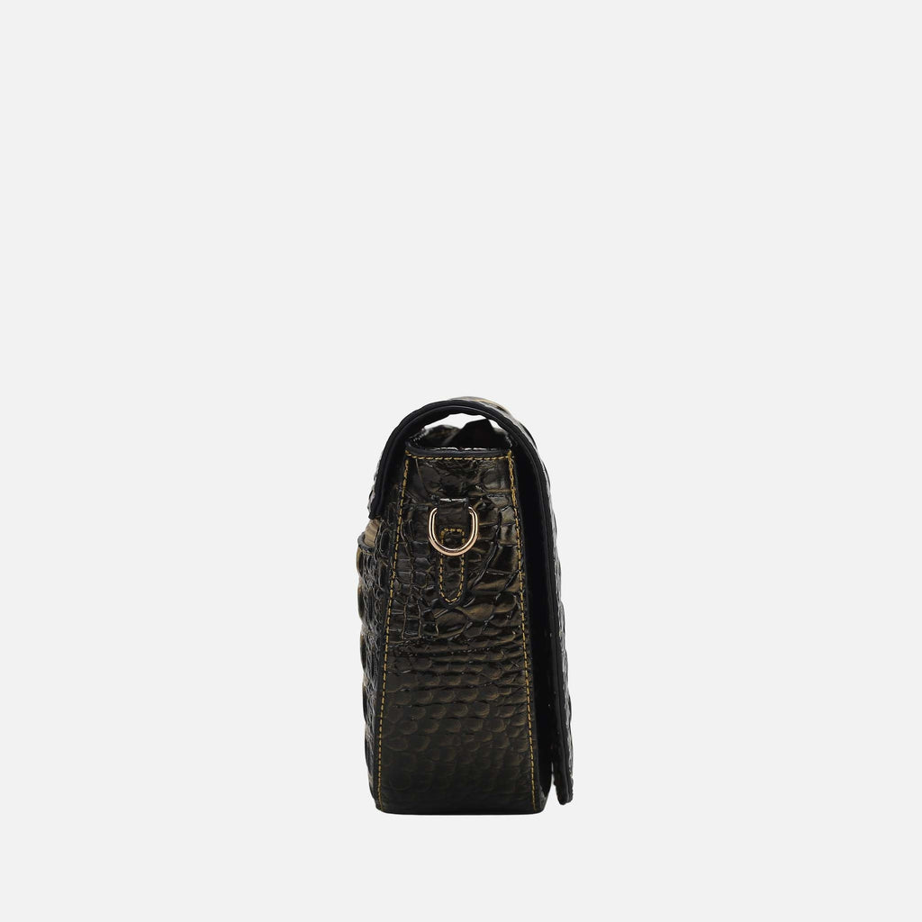 Amalia Croc-Embossed Crossbody Bag