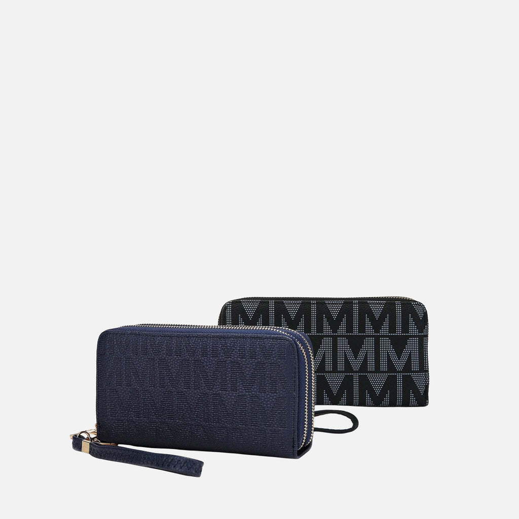 Kathe Embossed M Signature Wallet Wristlet