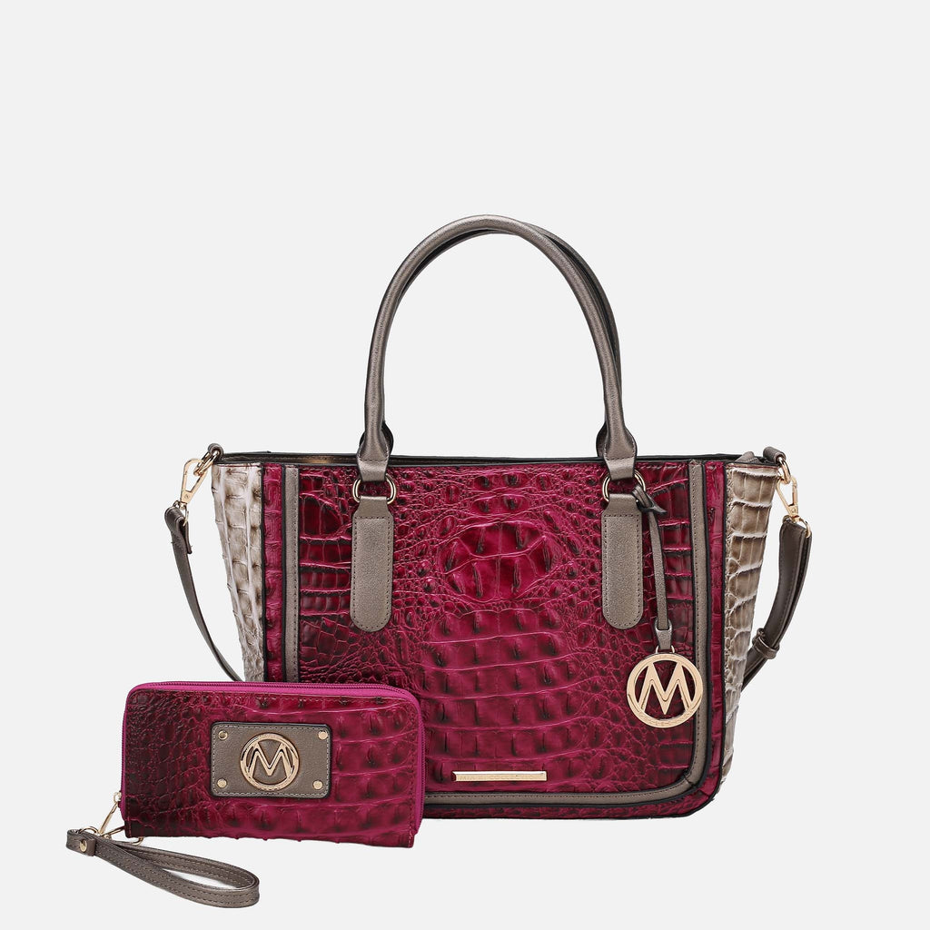 MKF Collection by Mia K. - Bonnie Croc-Embossed Handbag and Set