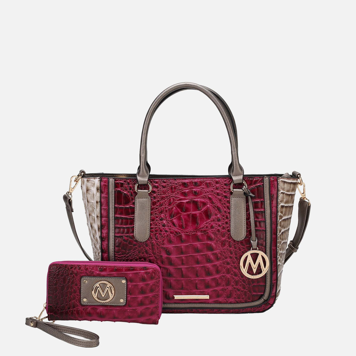 Bonnie Croc-Embossed Handbag and Set