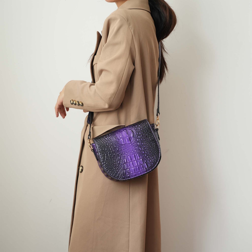 Amalia Croc-Embossed Crossbody Bag