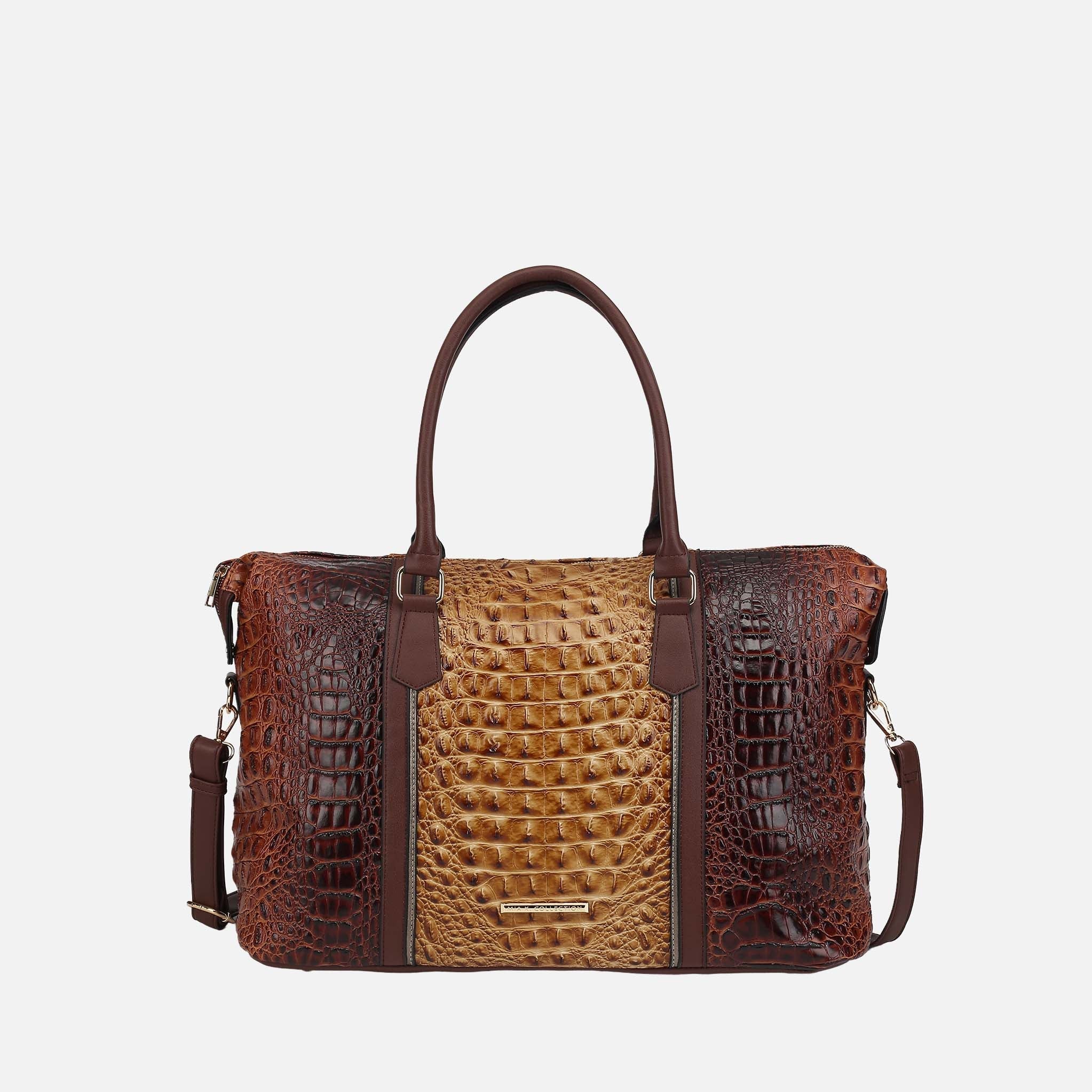 MKF Collection by Mia K. - Raven Croc Embossed Duffel Bag