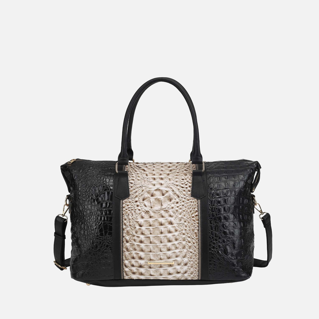 MKF Collection by Mia K. - Raven Croc Embossed Duffel Bag