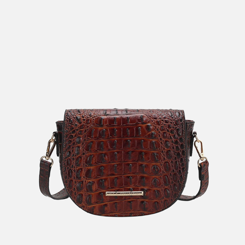 MKF Collection by Mia K. - Amalia Solid Croc Crossbody Bag