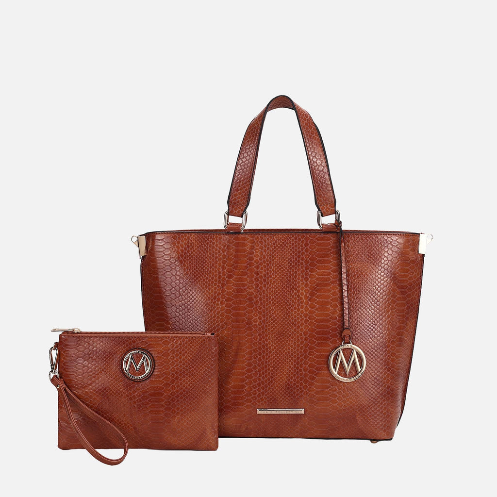 MKF Collection by Mia K. - Beryl Embossed Tote Bag and Wristlet Set