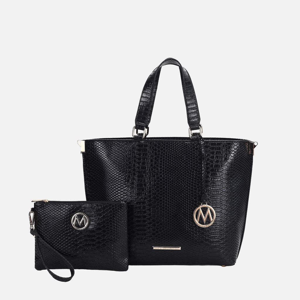 Beryl Embossed Tote Bag and Wristlet Set