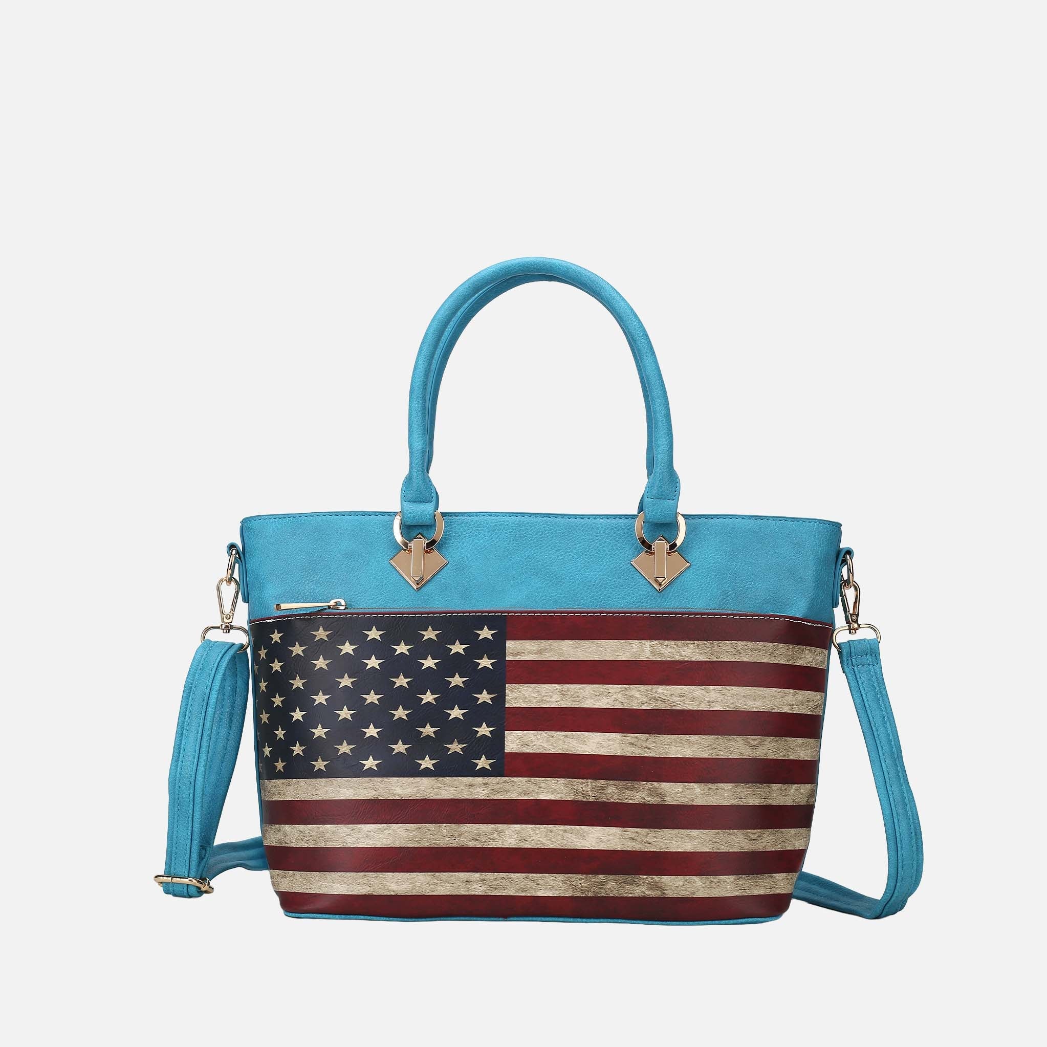 MKF Collection by Mia K. - Lilian Printed Flag Tote Bag