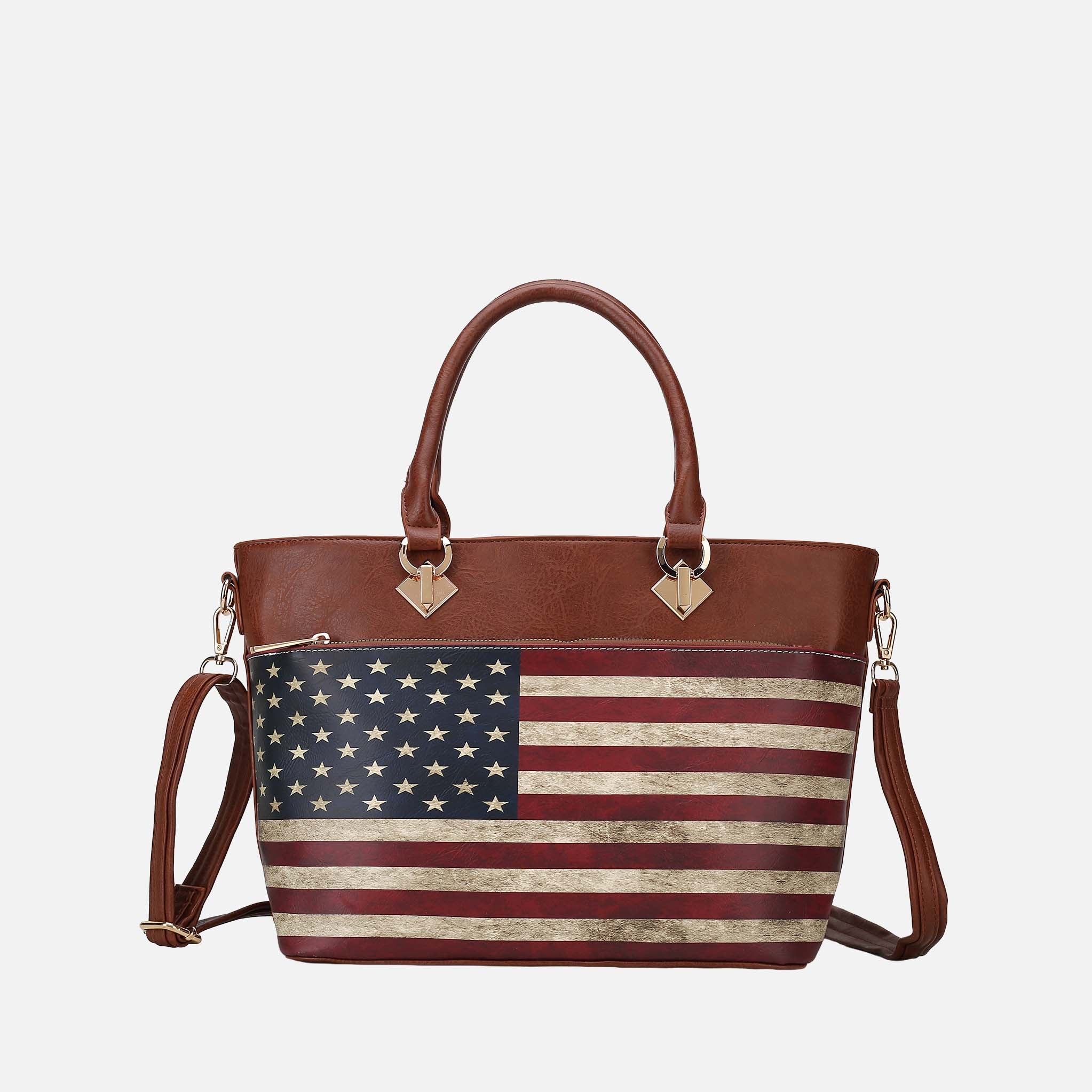 MKF Collection by Mia K. - Lilian Printed Flag Tote Bag