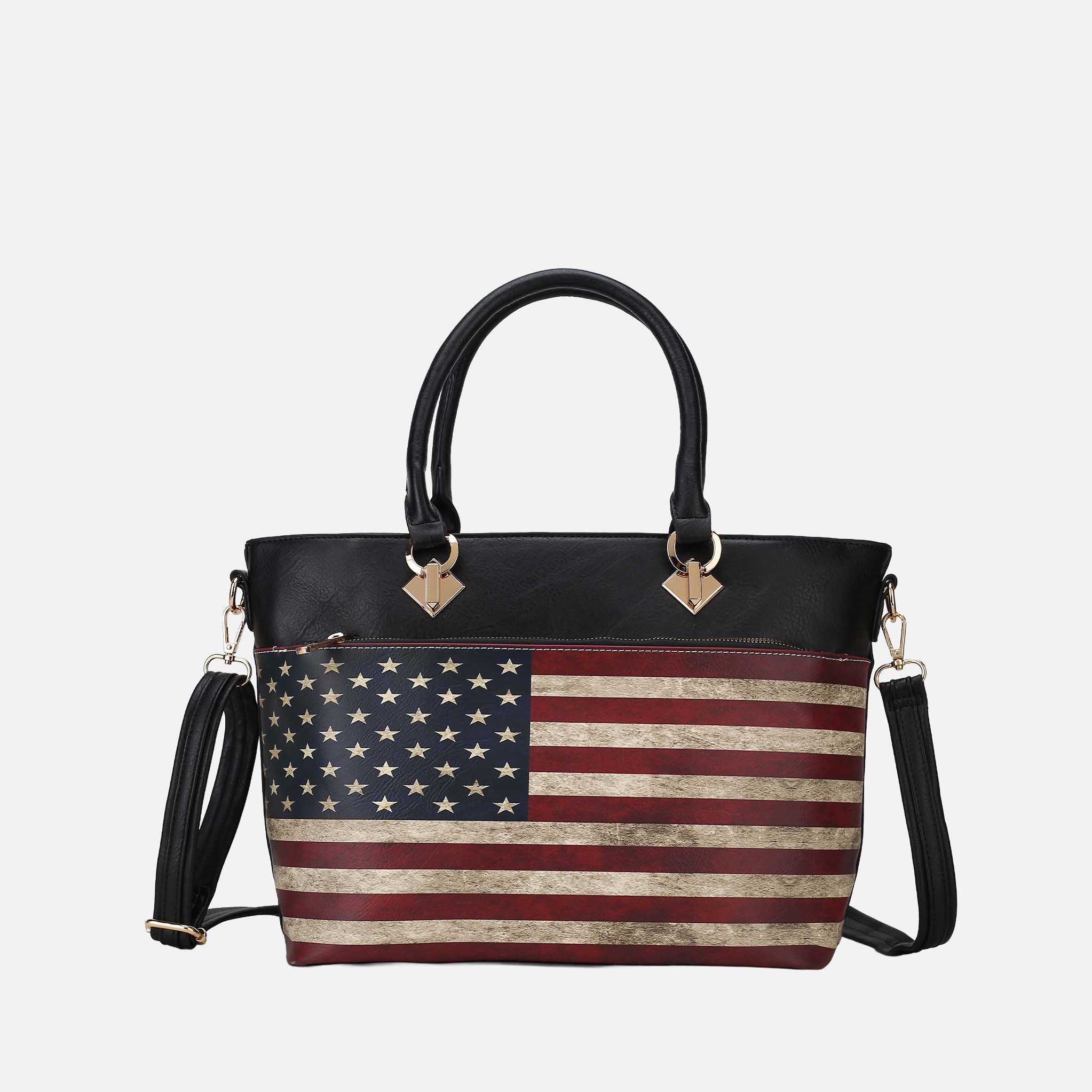 MKF Collection by Mia K. - Lilian Printed Flag Tote Bag