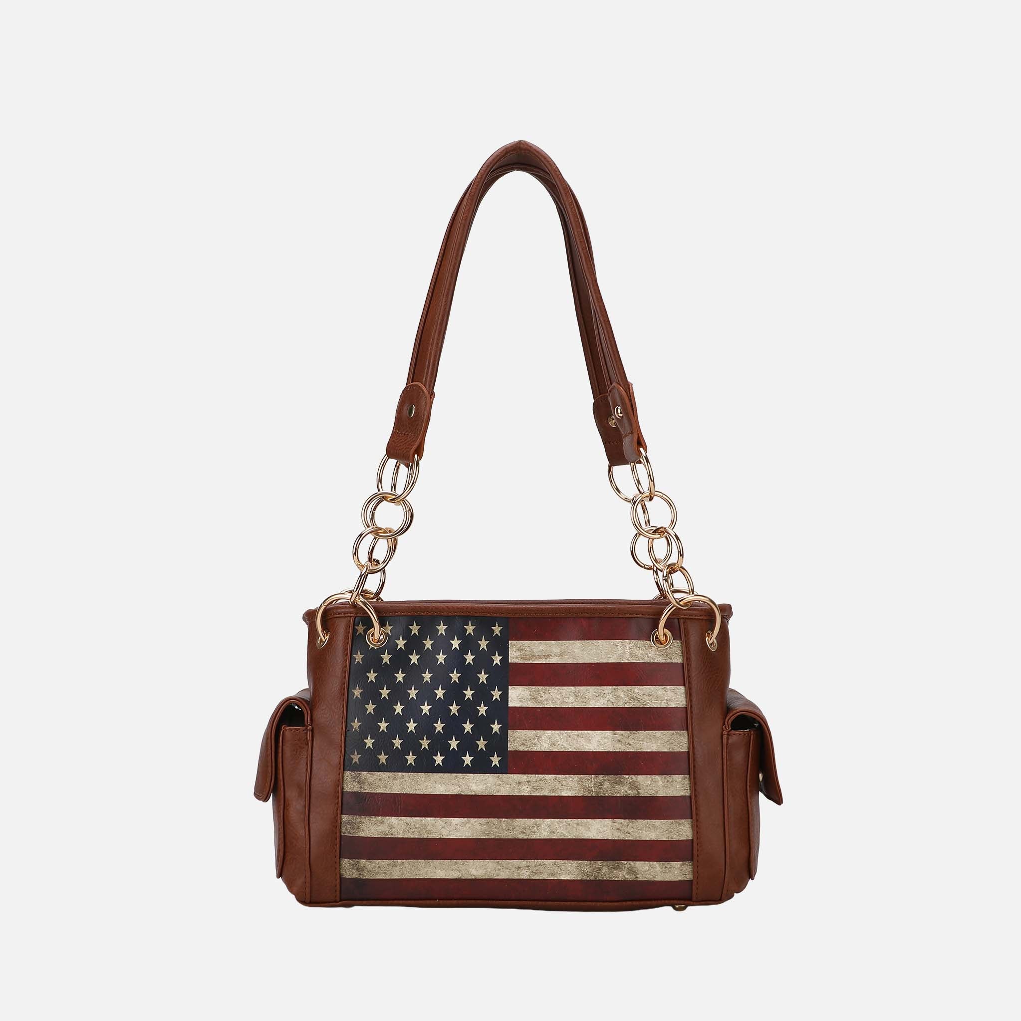 MKF Collection by Mia K. - Alaina Printed Flag Shoulder Bag