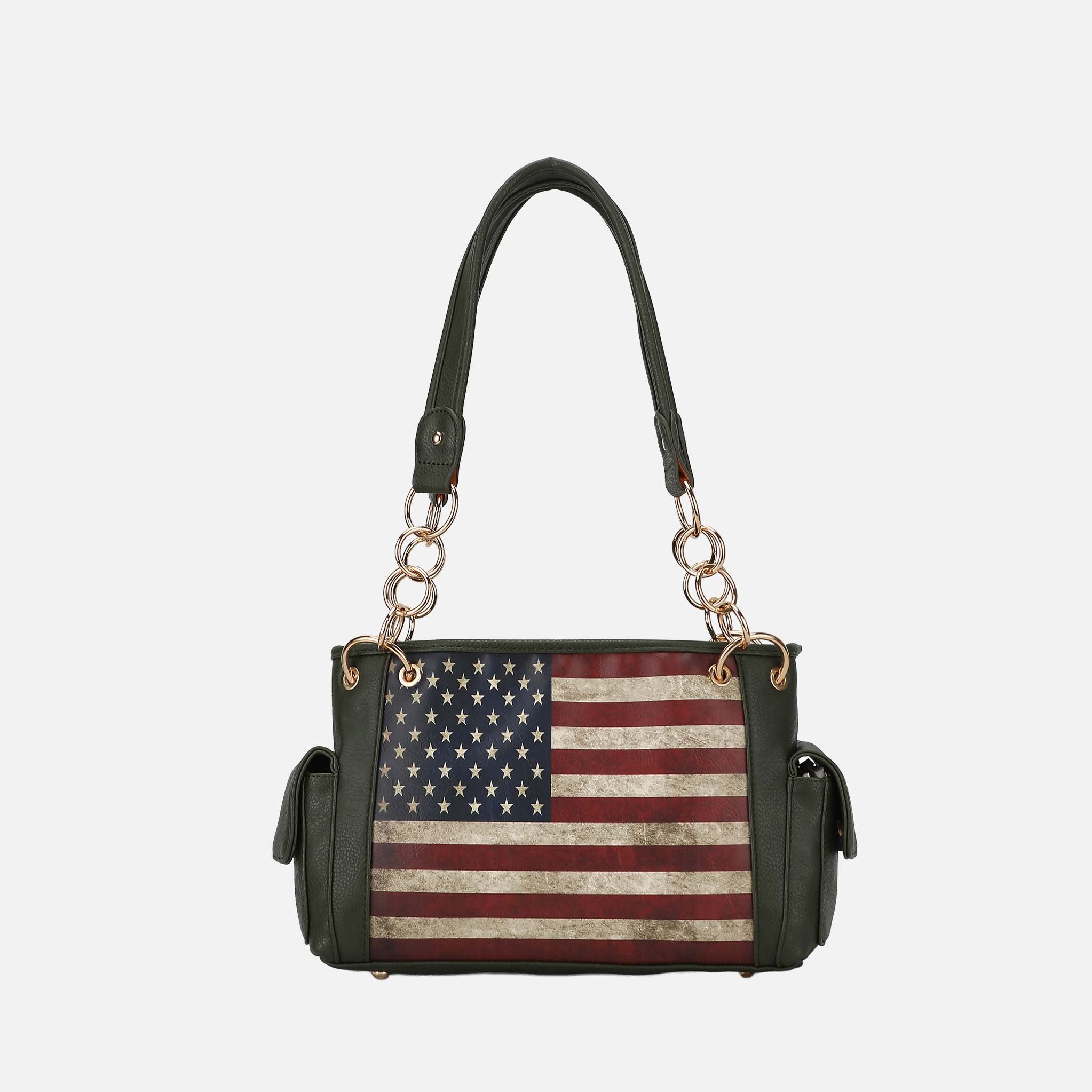 MKF Collection by Mia K. - Alaina Printed Flag Shoulder Bag
