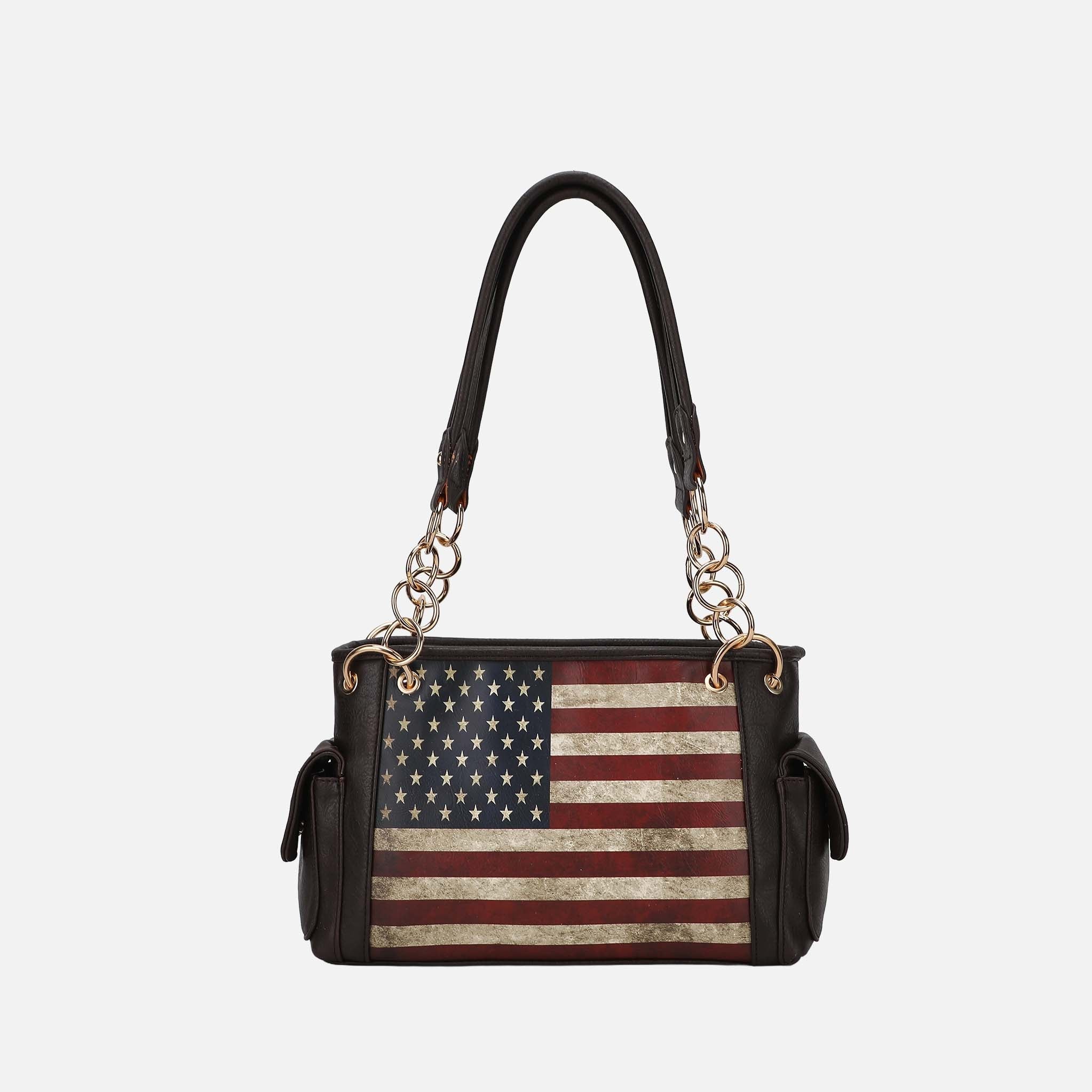 MKF Collection by Mia K. - Alaina Printed Flag Shoulder Bag