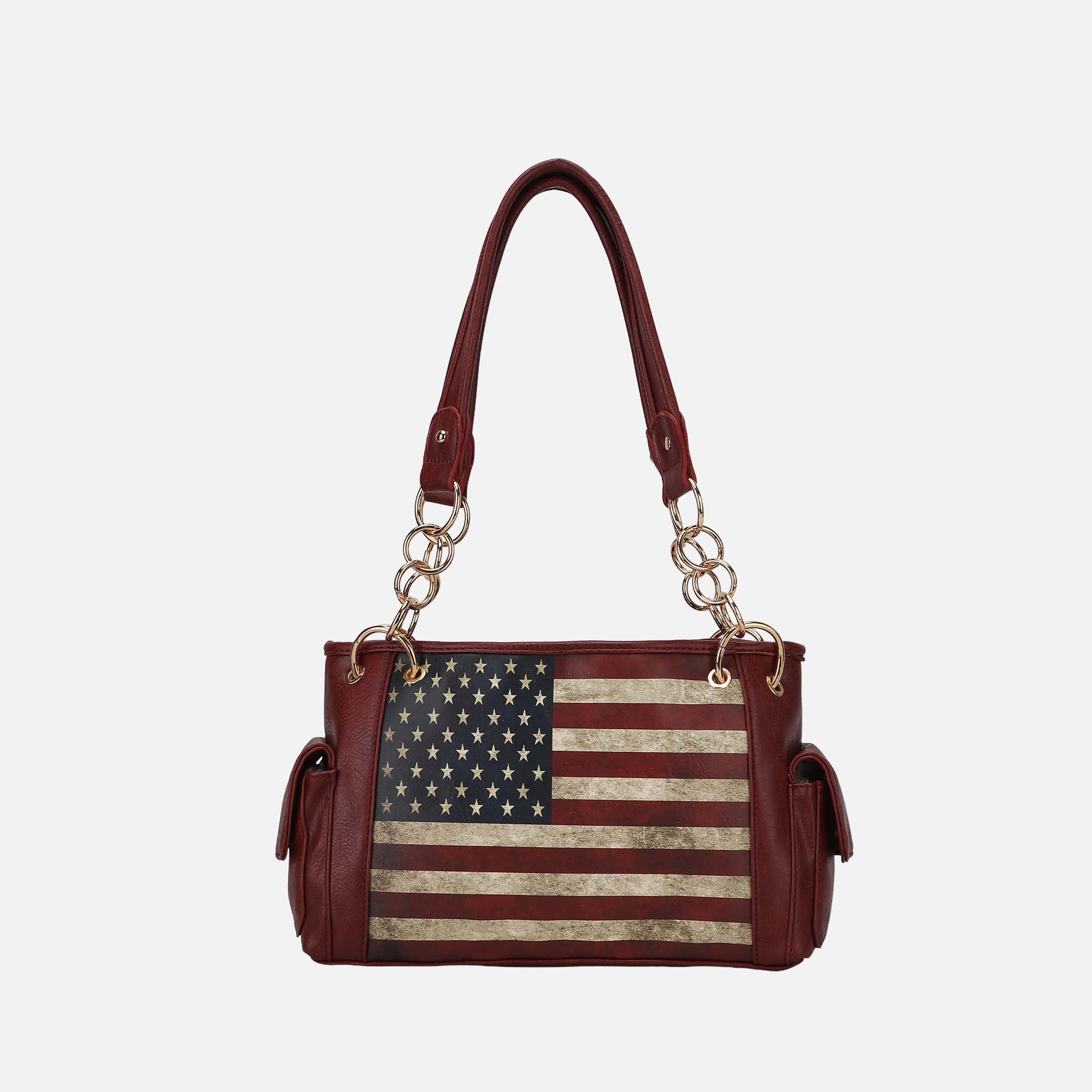 MKF Collection by Mia K. - Alaina Printed Flag Shoulder Bag