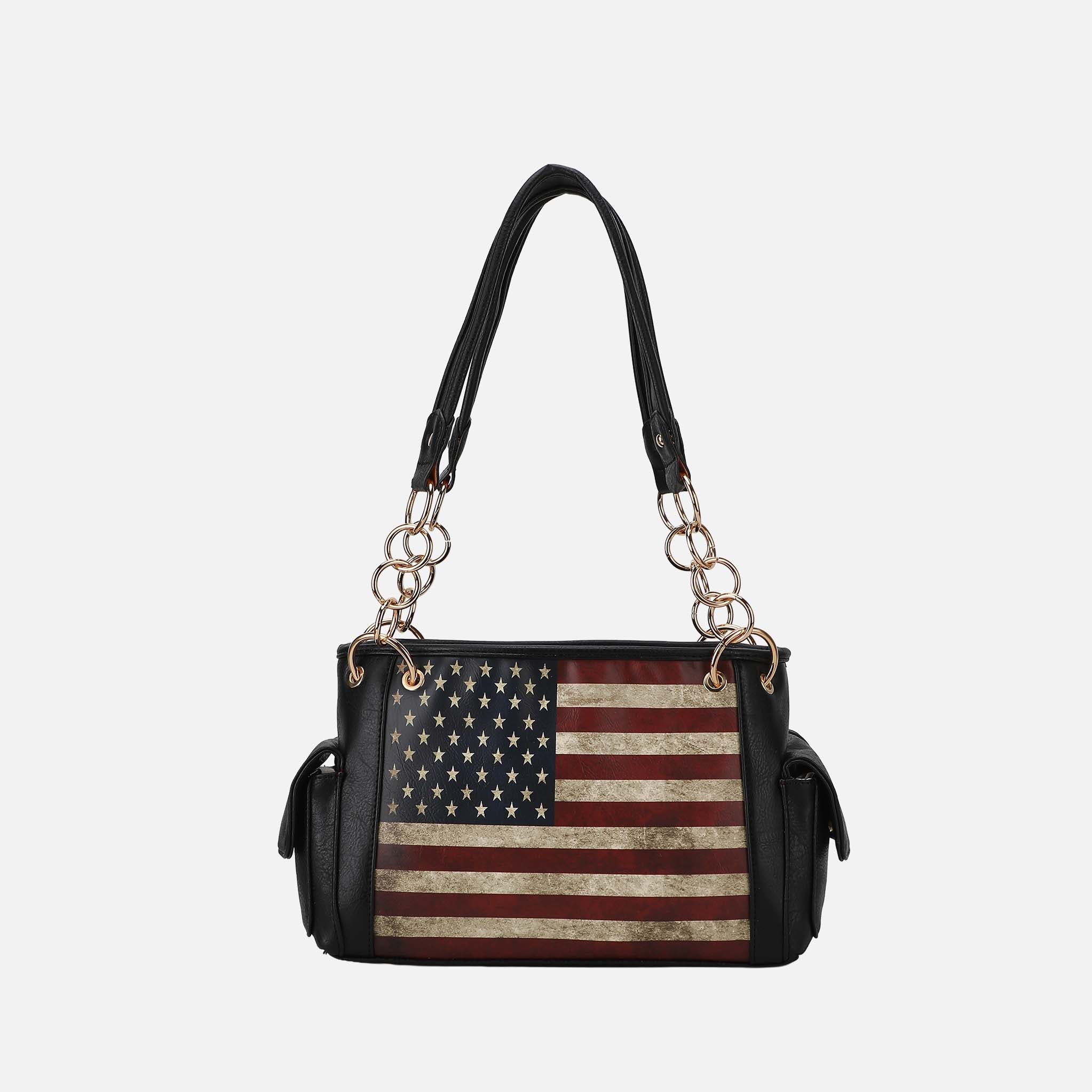 MKF Collection by Mia K. - Alaina Printed Flag Shoulder Bag