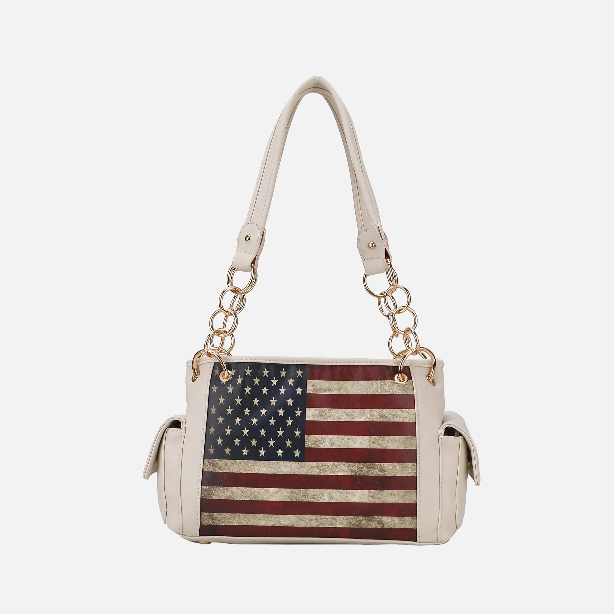 MKF Collection by Mia K. - Alaina Printed Flag Shoulder Bag