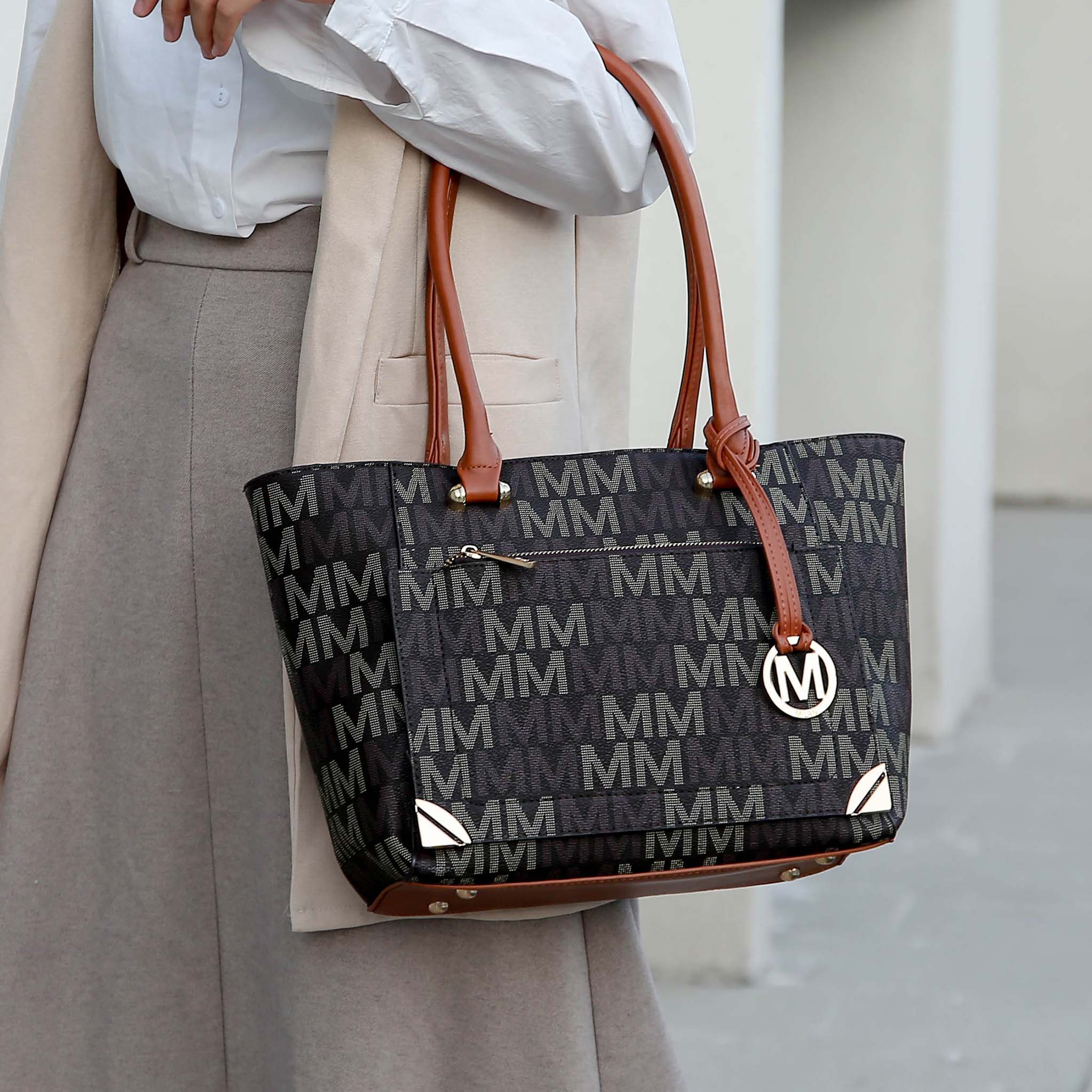 MKF Collection by Mia K. - Lady II Signature Tote Bag and Set
