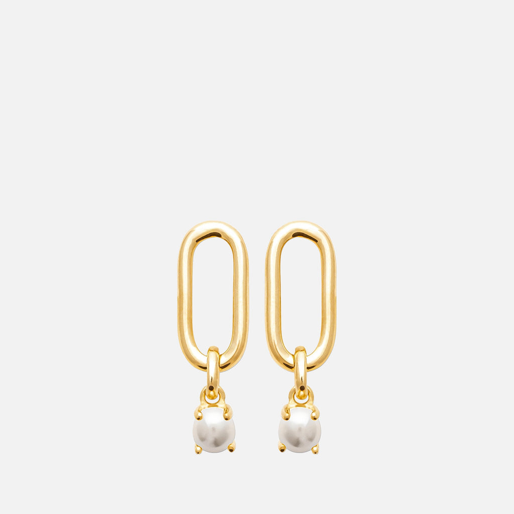 MKF Collection by Mia K. - Elodie Link & Pearl Drop Earrings