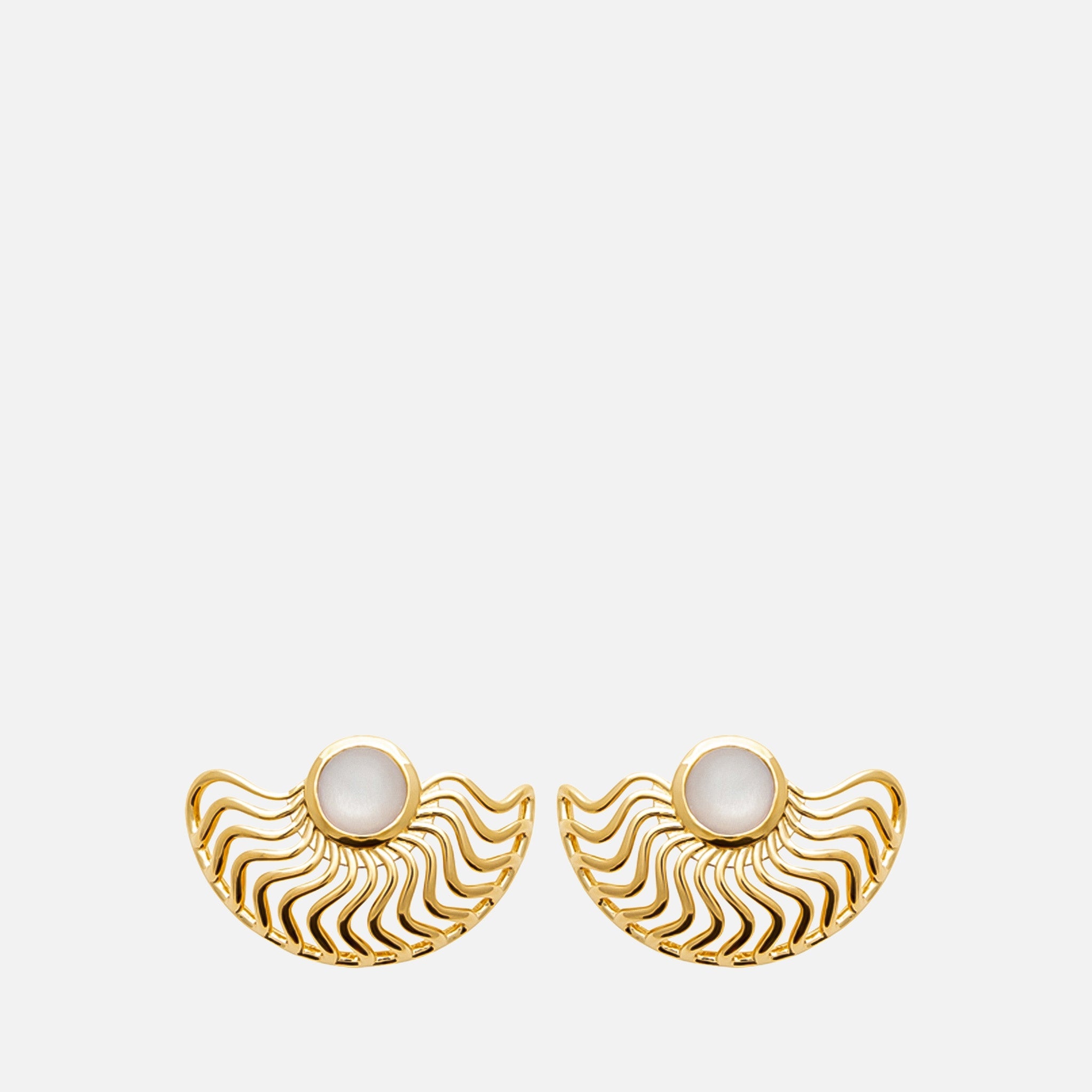 MKF Collection by Mia K. - Solis Fan Stud Earrings