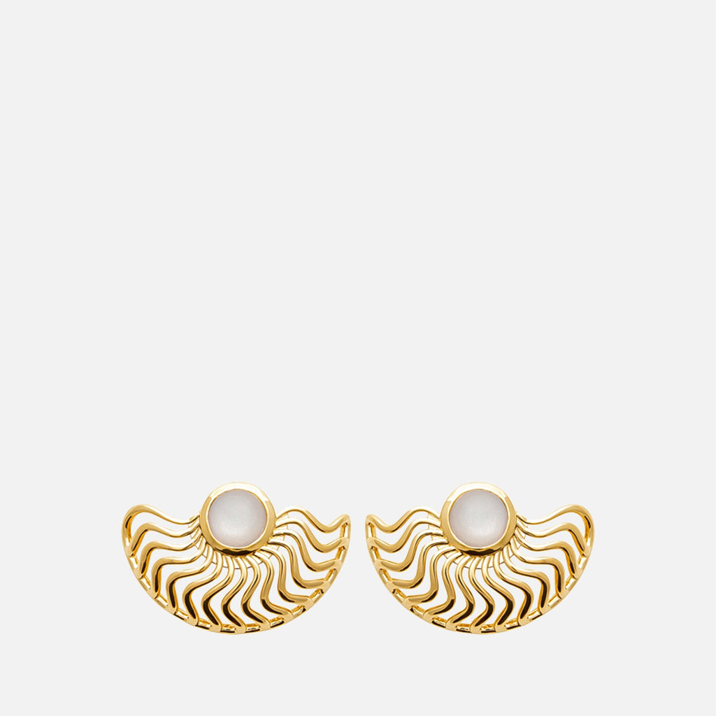 MKF Collection by Mia K. - Solis Fan Stud Earrings