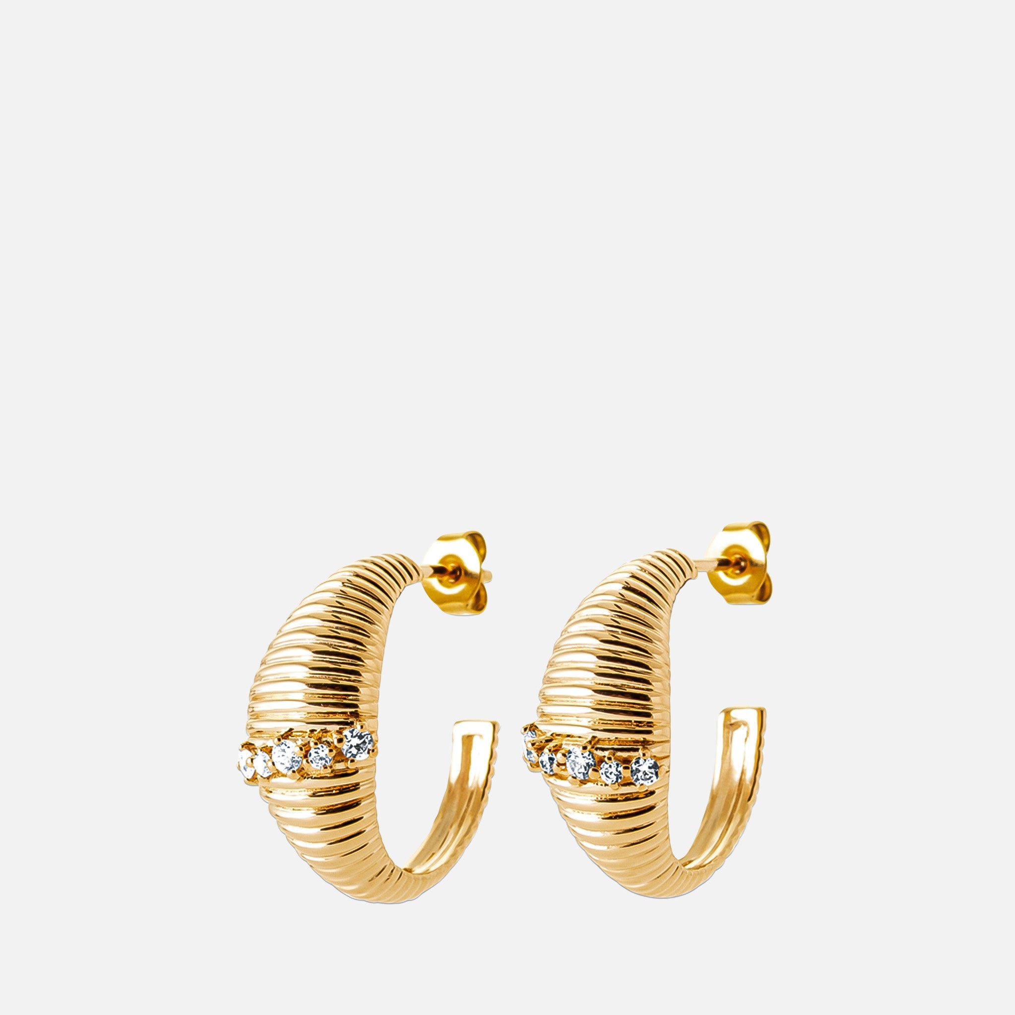 MKF Collection by Mia K. - Sorrento Ribbed Hoops