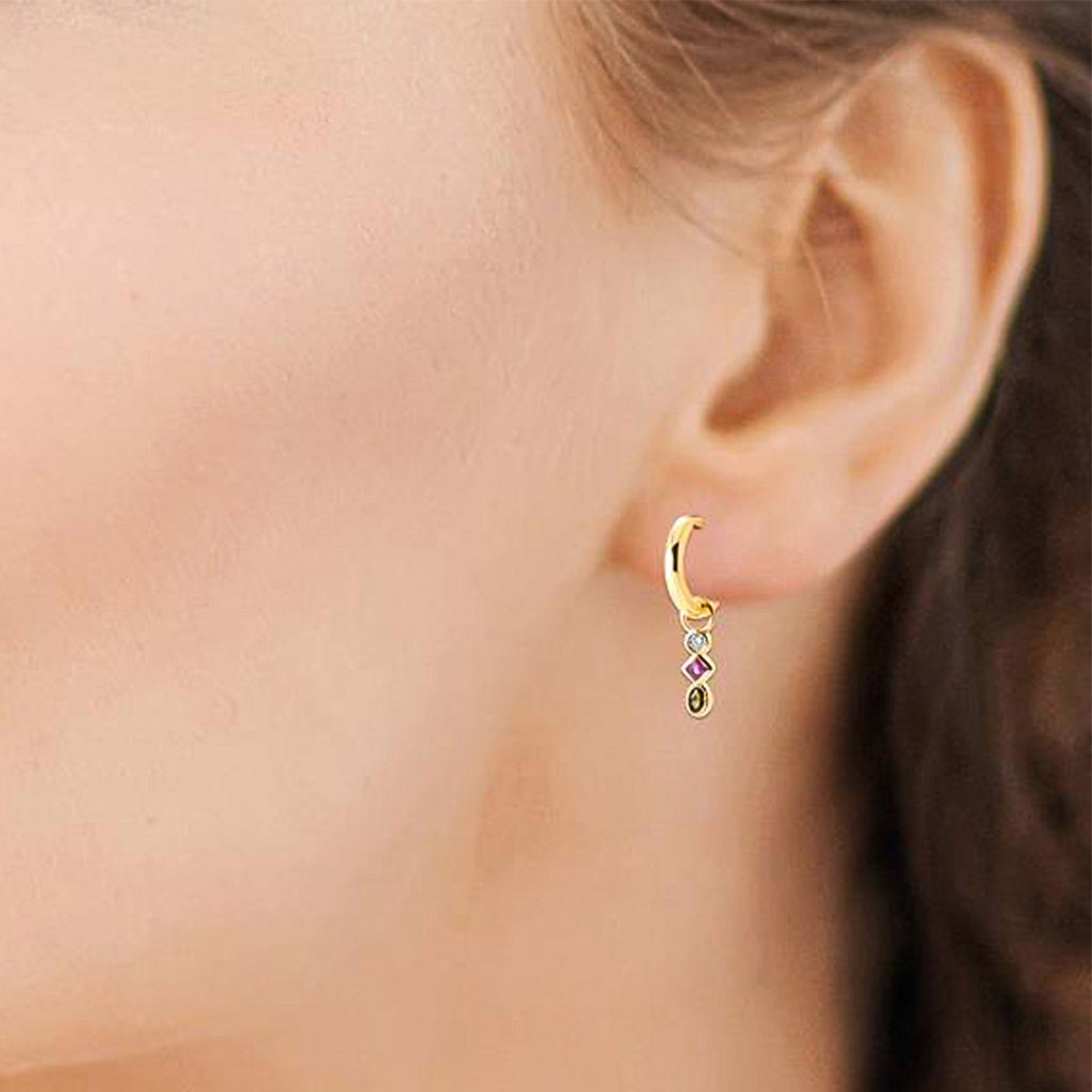 MKF Collection by Mia K. - Lya Multi-Stone Huggie Earrings