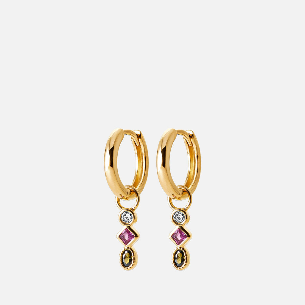 MKF Collection by Mia K. - Lya Multi-Stone Huggie Earrings