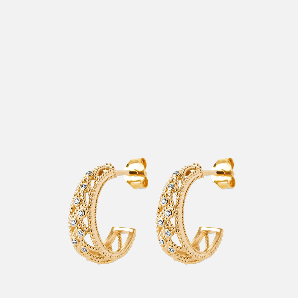 MKF Collection by Mia K. - Aria Filigree J-Hoop Earrings