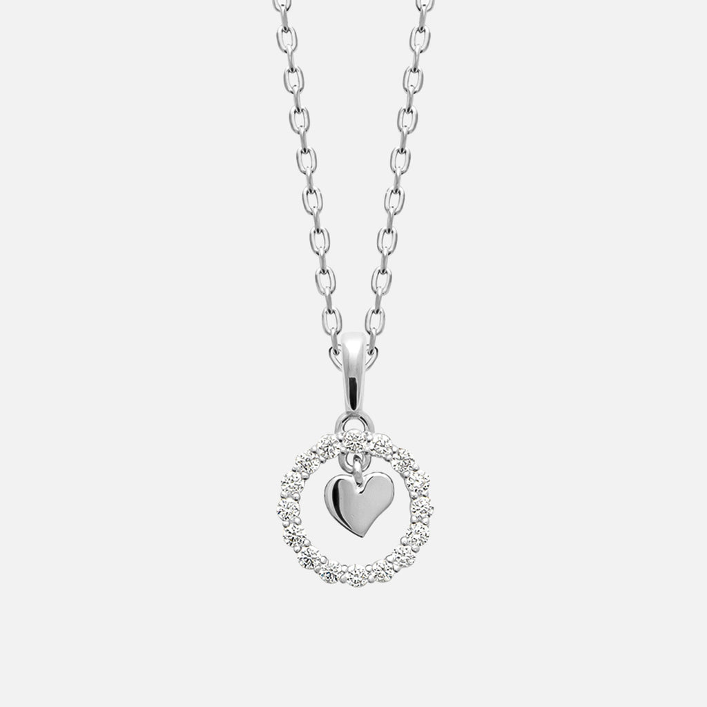 MKF Collection by Mia K. - Eterna Halo Heart Pendant Necklace