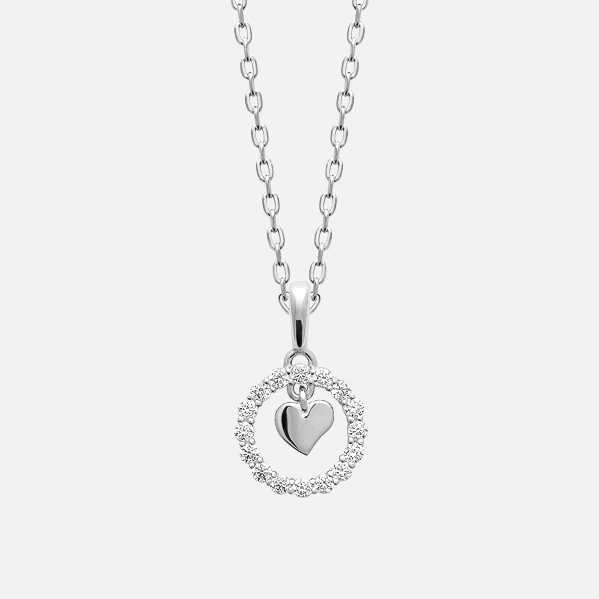 MKF Collection by Mia K. - Eterna Halo Heart Pendant Necklace