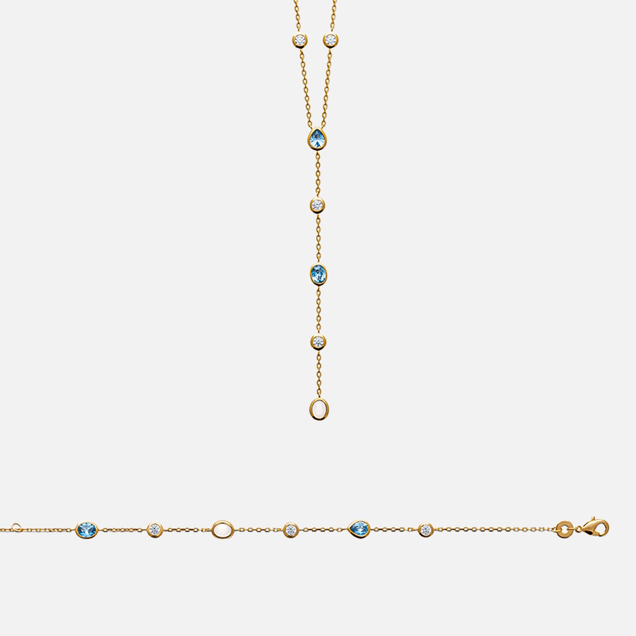 MKF Collection by Mia K. - Cerulean Cascade Lariat Necklace