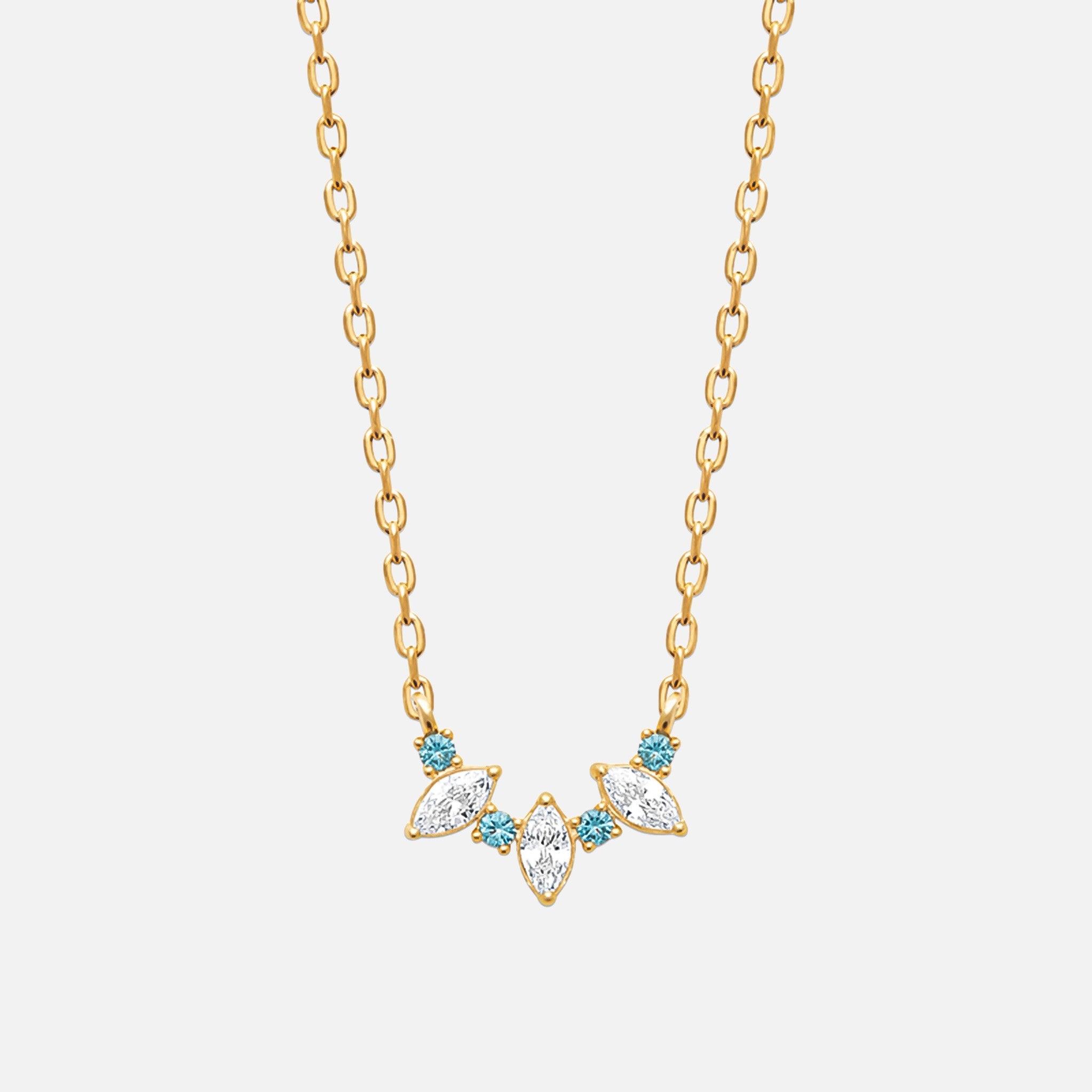 MKF Collection by Mia K. - Aquamarine Bloom Arc Necklace