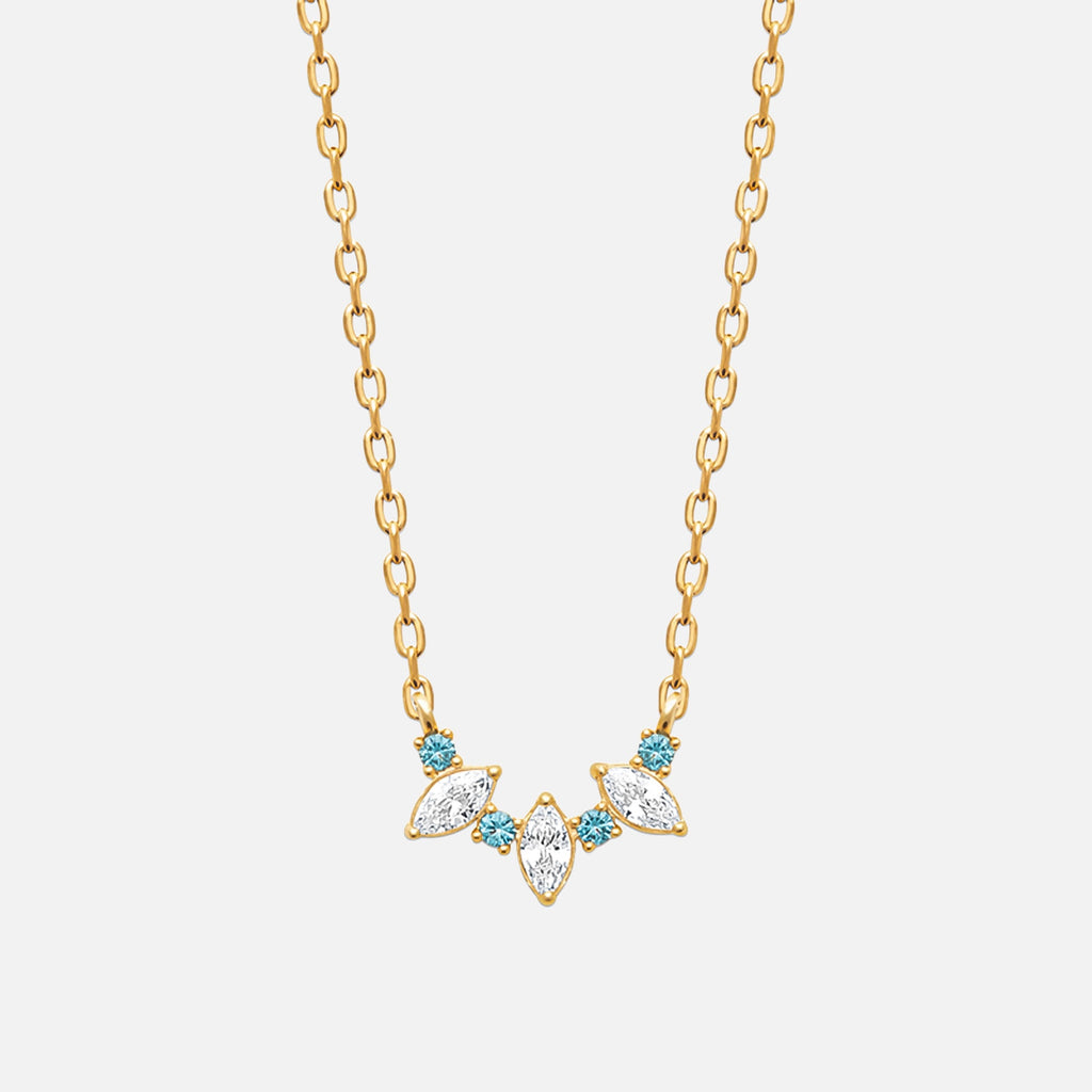 MKF Collection by Mia K. - Aquamarine Bloom Arc Necklace