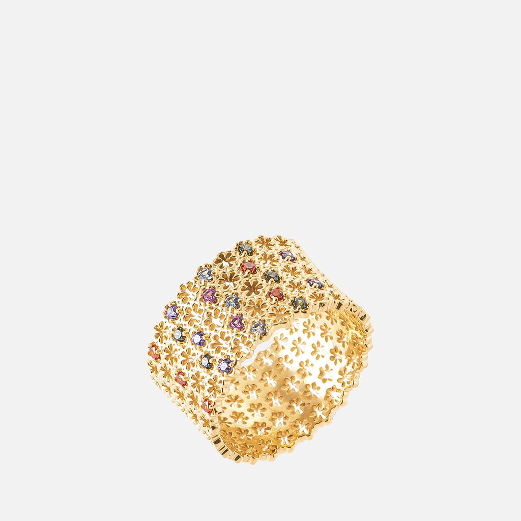 MKF Collection by Mia K. - Flora Gardenia Wide Band Ring