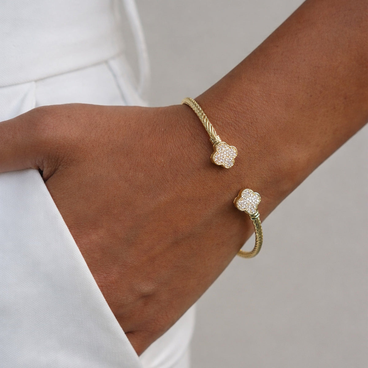 Pave Clover Cuff